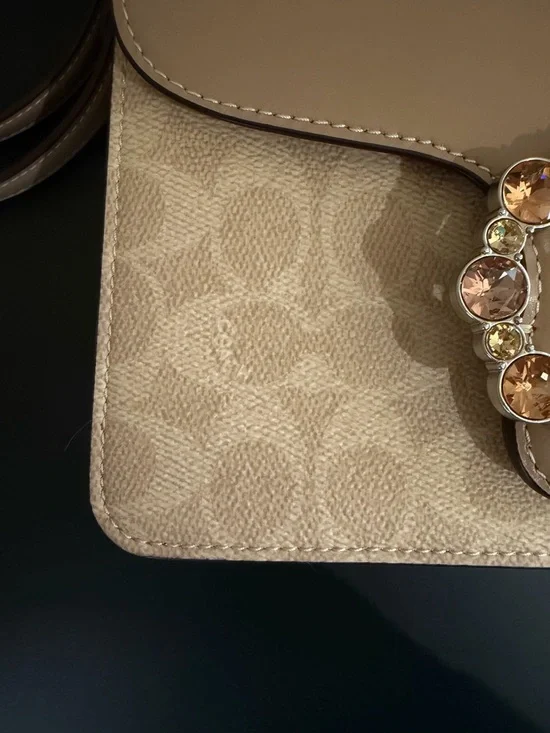 Coach Courtney Top Handle Signature Canvas Bag Satchel with Crystal Buckle - Picture 8 of 16